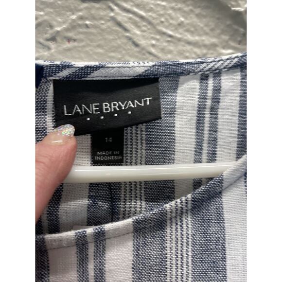 Lane Bryant Women's Striped Zip Back Linen Romper Shorts Size 14 - Picture 3 of 5